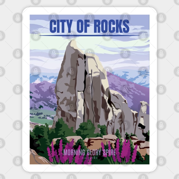 City of Rocks, Morning Glory Spire, Idaho Sticker by Sue Cervenka